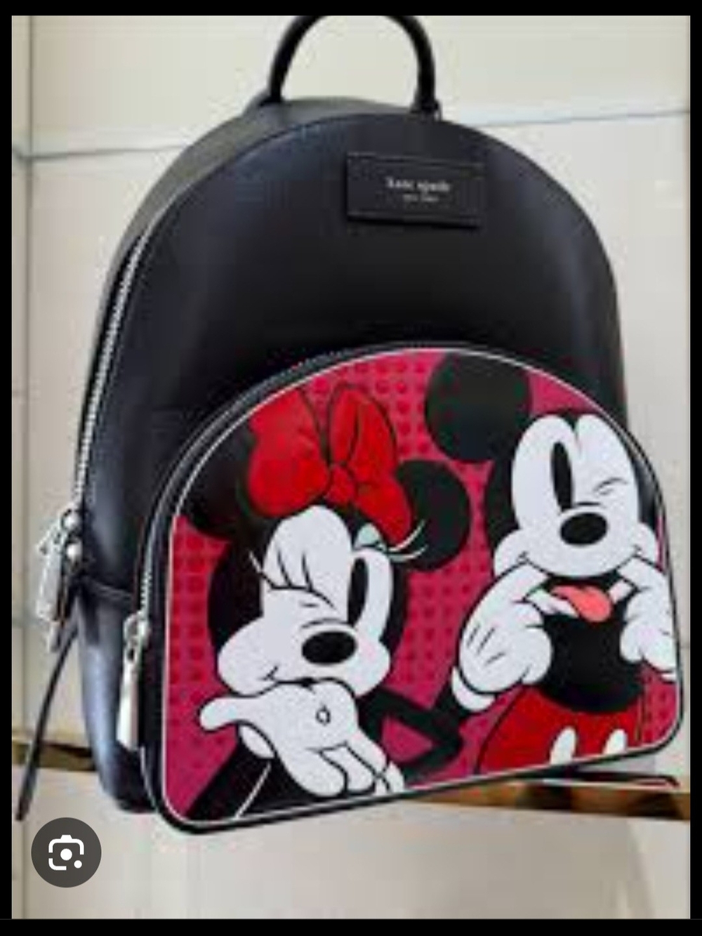 Rare Kate Spade Minnie & Mickey Black Leather Mini Backpack
